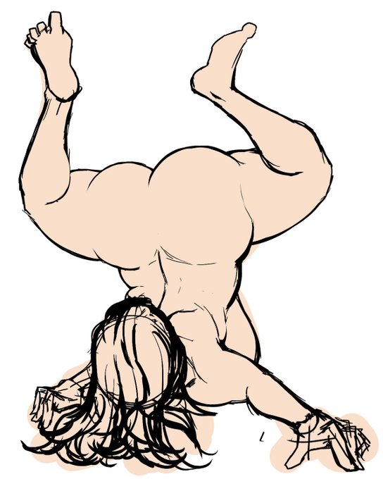 すげぇアホっぽくて良いポーズ描けたけど、ゲーム画面だと全身表示できない悲しみ 