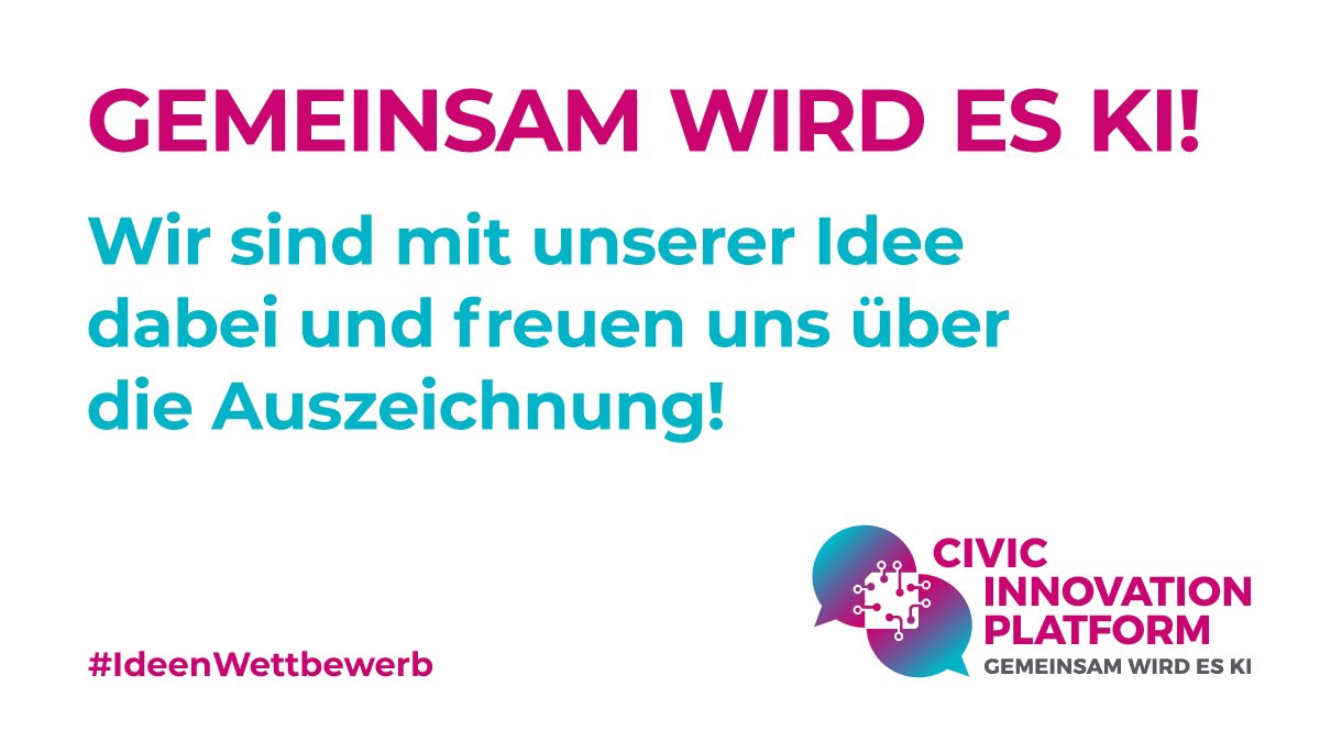 Wie aufregend: Unsere Projektidee „KI-gestützte Methoden der Partizipation bei Großveranstaltungen“ wurde gerade beim #IdeenWettbewerb #unsereKI <a href="/denkfabrik_bmas/">Denkfabrik Digitale Arbeitsgesellschaft</a> ausgezeichnet. Ich freue mich auf die nächsten Schritte mit <a href="/vis_engineering/">Dietrich Kammer</a>, <a href="/DevhausLeipzig/">Devhaus Leipzig</a> und <a href="/VivienMast/">Vivien Mast</a>