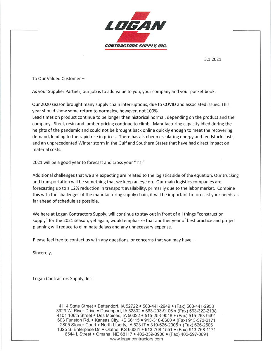 To our valued customers -