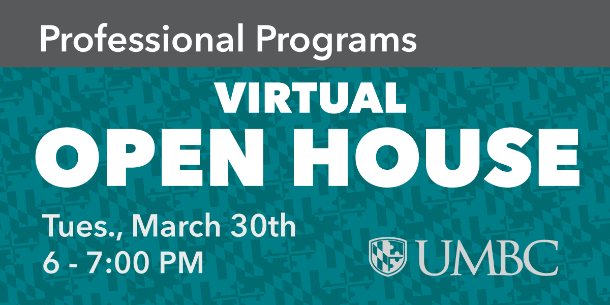 Considering upping your career game by earning a graduate credential? Join us for our virtual open house on March 30th to explore your options. professionalprograms.umbc.edu/event/spring-2…