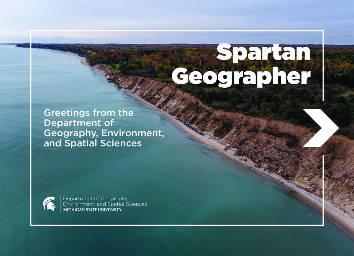 onGEOatMSU's tweet photo. The 2021 Spartan Geographer is now available for download. Please enjoy the latest updates from the Department by visiting  https://t.co/mK4IQ4R6FK. #MSUGeography #SpartanGeographer #MSUSocialScience 📷 Ethan Theuerkauf https://t.co/eWIJVctOZq