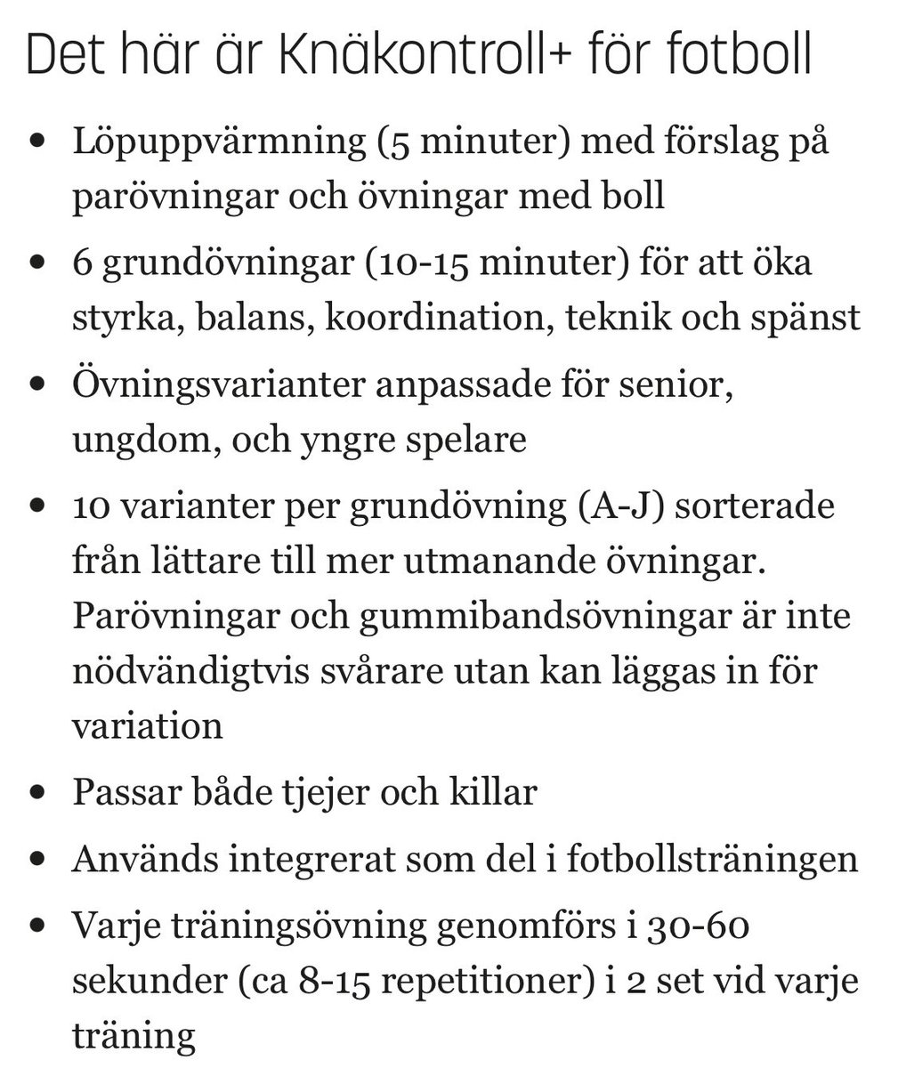 Sport Without Injury ProgrammE (@swipe__) on Twitter photo Knäkontroll+ fritt tillgängligt för dig som tränare
⚽️ Halvera skaderisken 
⚽️ För tjejer & killar 
⚽️ För barn, ungdom & senior
⚽️ Videos & övningshäfte
⚽️ För📱& 💻 enkelt att ta med 
⚽️ Friska spelare ➡️ större framgång
#knäkontrollplus #kneecontrolplus
liu.se/forskning/epid… Knäkontroll+ fritt tillgängligt för dig som tränare
⚽️ Halvera skaderisken 
⚽️ För tjejer & killar 
⚽️ För barn, ungdom & senior
⚽️ Videos & övningshäfte
⚽️ För📱& 💻 enkelt att ta med 
⚽️ Friska spelare ➡️ större framgång
#knäkontrollplus #kneecontrolplus
liu.se/forskning/epid…