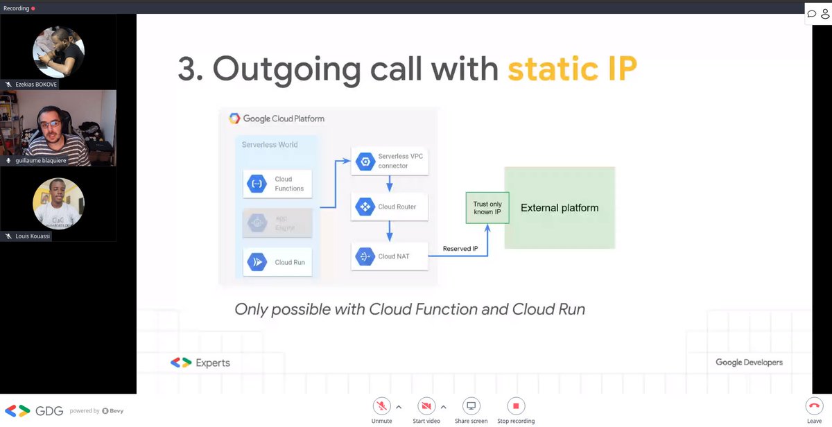GDGCloudAbidjan's tweet image. #CloudRunWeek 
Thanks to you @gblaquiere for having accepted our invitation.

We had a great talk on the security of @GoogleCloudTech #serverless services. 

We hope the 31 participants learned a lot.  The video will be available on Saturday.

Partner : @gdgnantes &amp;amp; @jlandure
