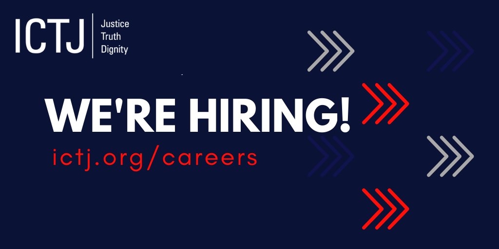 We're #Hiring a Program Coordinator for our #Sudan program! This position is based in Sudan, but will work closely with our NYC HQ staff, as well as staff in other countries.

Apply now:
ictj.org/careers/progra…

#justicejobs #humanrightsjobs