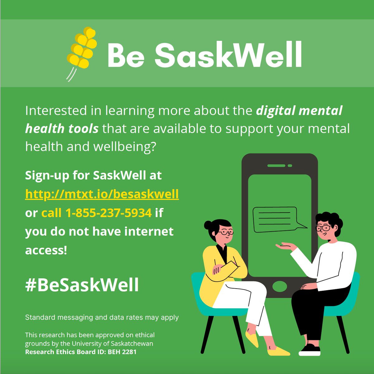 besaskwell's tweet image. #COVID19 has left many feeling anxious, stressed, or worried. SaskWell is here to connect #SK residents with tools and resources to support their mental health and wellness. Click the link: mtxt.io/besaskwell to sign up to #BeSaskWell