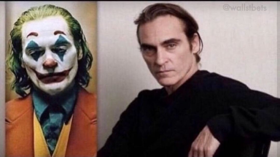 wallstmemes's tweet photo. Did you know... In order to play the role of an insane and mentally depressed person in the movie "Joker", Joaquin Pheonix bought stocks at the top and then sold as soon as they dropped. https://t.co/IcQGKJyyvr