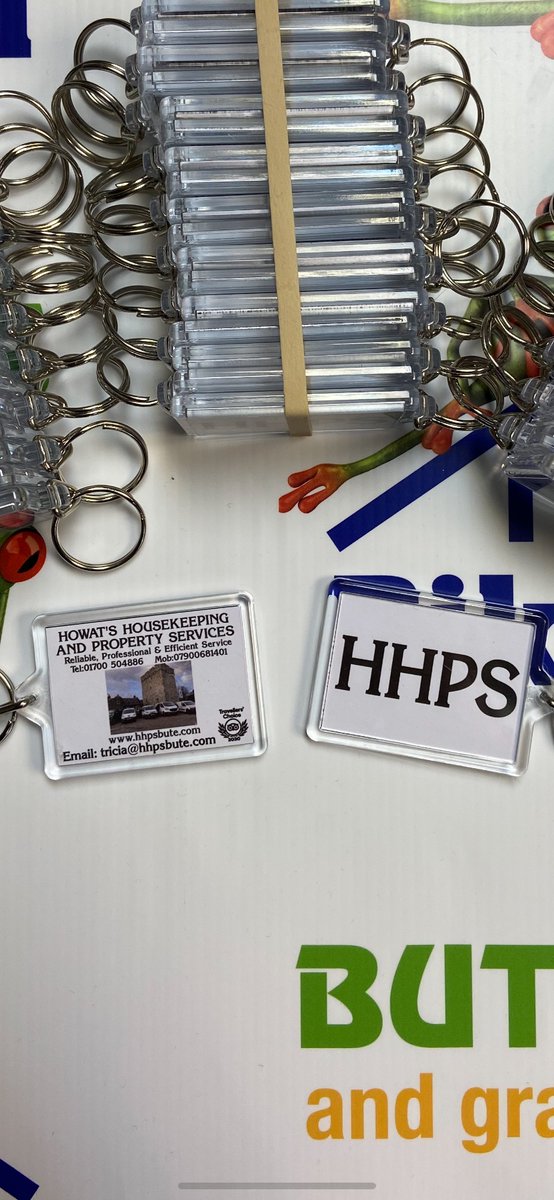 Another order of Keyrings delivered to Howats Housekeeping & Property Services These keyrings have the logo on one side & all contact details on the other Keyrings are a great wee advertising tool for your business #teambikeshed #teambutesigns #open7daysforyou #supportlocal