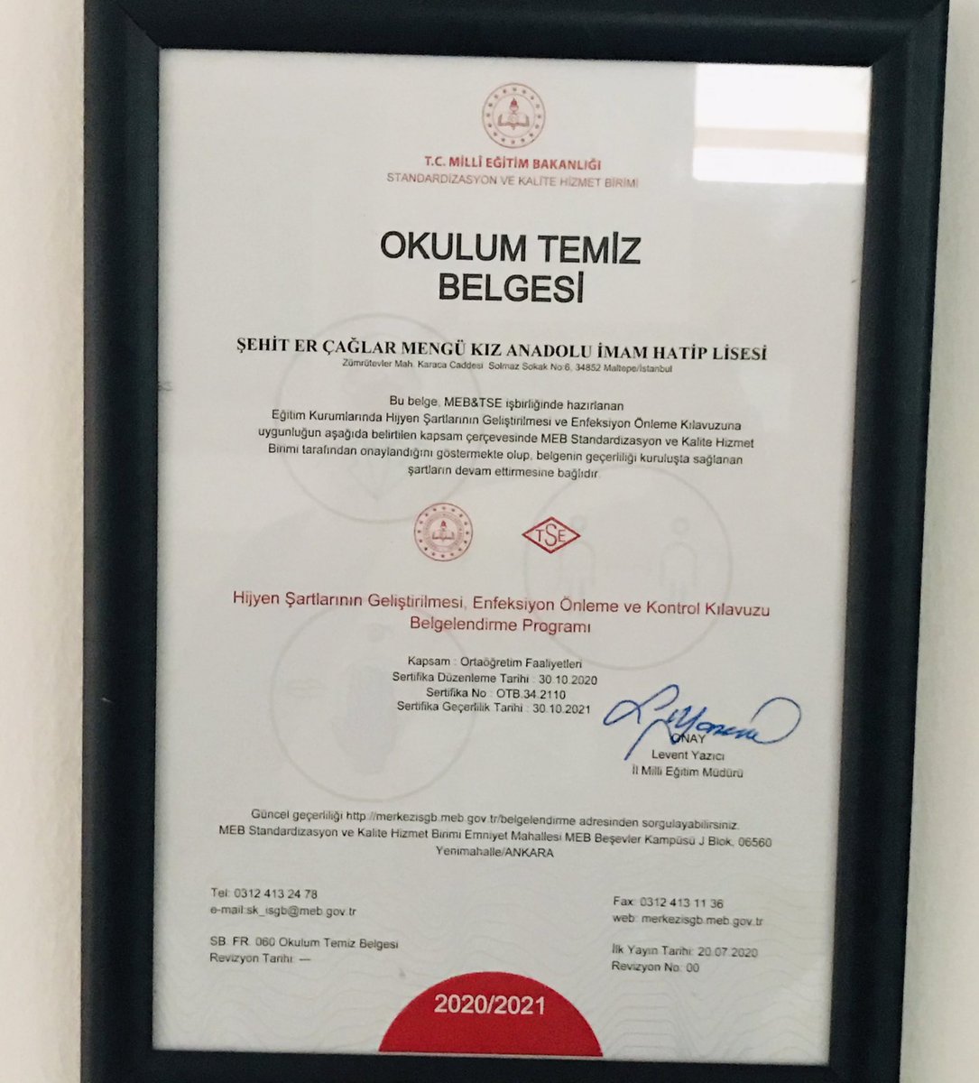 “Okulum Temiz Belge”mizi aldık.☘️