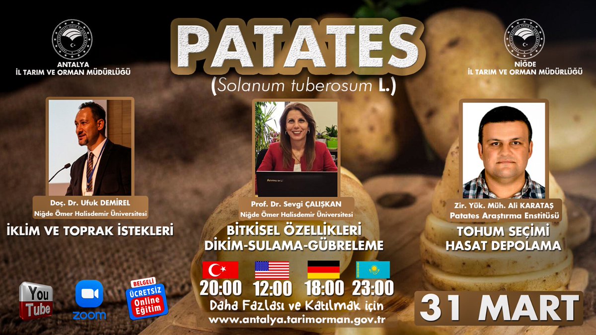 antalyailtarim's tweet photo. PATATES (Solanum tuberosum)

Müdürlüğümüz ve @nigdetarimorman'dan

A'dan Z'ye #Patates Yetiştiriciliği ile ilgili herşey #online eğitimimizde

#GelecekTarımda

Kayıt için linke tıklayın

https://t.co/0LrdEgIyer

@gokhankaraca_ @NOHUniversitesi
@ersinyazici1 @bekirpakdemirli https://t.co/MwfvkdgvRx