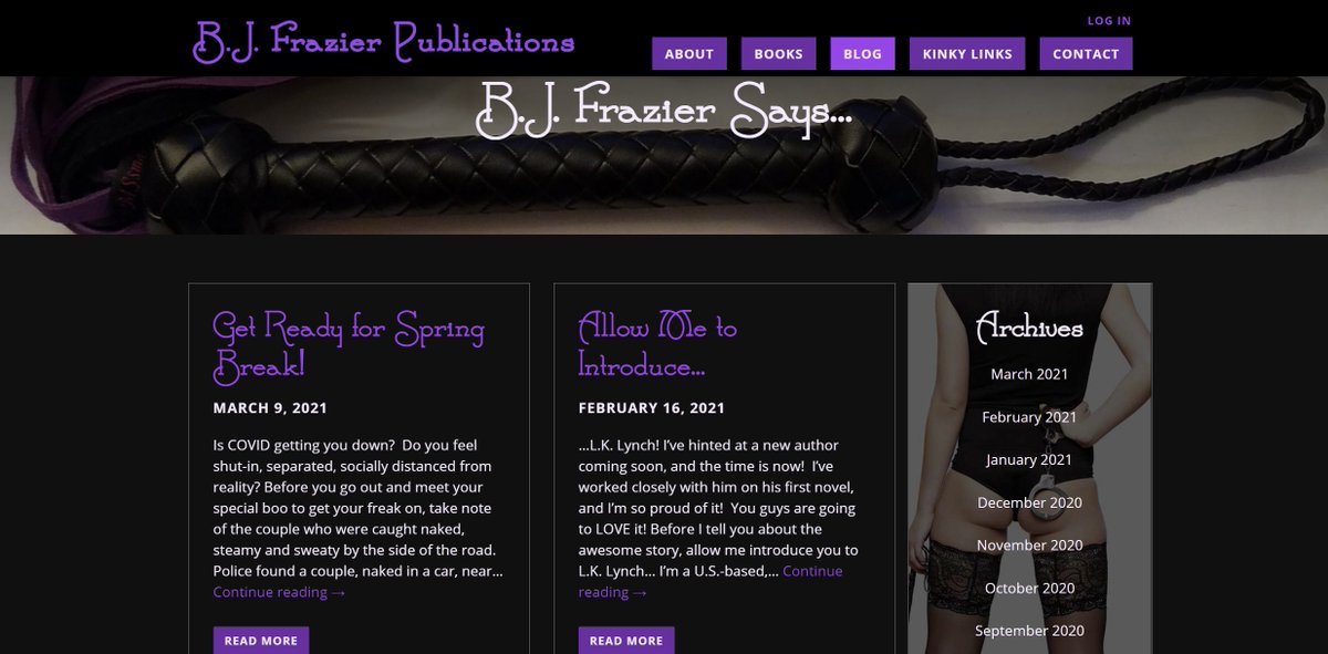 xxxBJFrazier's tweet photo. New Blog Post!

~ Sex in the [criminal] news
~ New release
~ New quiz
~ Your kinky questions answered

https://t.co/8a39g9rQ9K

Sign up for my newsletter &amp; get special deals!

#Femdom #Erotica #BlogPost #Quiz #NewReleases #SexAdvice #EroticHumor https://t.co/RbzwUZNsA4