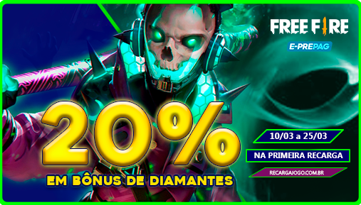 Voltou! Ganhe bônus de 90% em diamantes Free Fire pelo Recarga