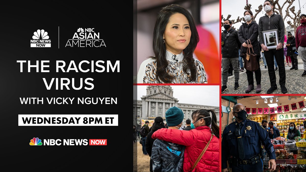 NBCAsianAmerica's tweet image. Join @VickyNguyenTV for a look at how the AAPI community has been coping amid a rise in anti-Asian violence. She is joined by Jeremy Lin, Olivia Munn, Margaret Cho, Kimmy Yam, Amanda Nguyen, and Rep. Judy Chu.

Watch "The Racism Virus," Mar. 10 at 8pm ET on @NBCNewsNow
