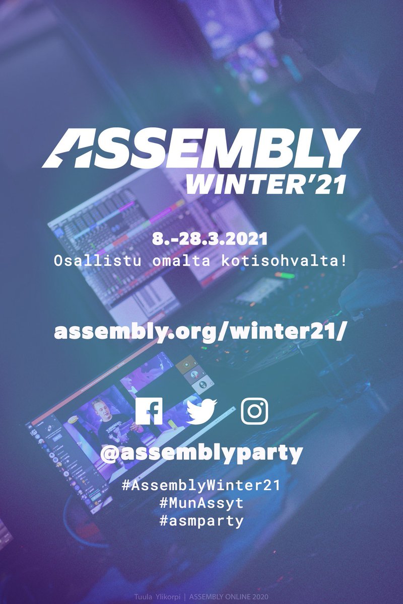 assemblyparty's tweet photo. #AssemblyWinter21 -tapahtuman 3. päivä on käynnissä! Jos et jo ole, niin nyt viimeistään hyppää mukaan 🤪 Osallistua voit helposti kotisohvaltasi, nimittäin https://t.co/6s0Ll5f5F2 on the-place-to-be aina 28.3.2021 asti! 🙌✨ https://t.co/FmtKr9LW3j