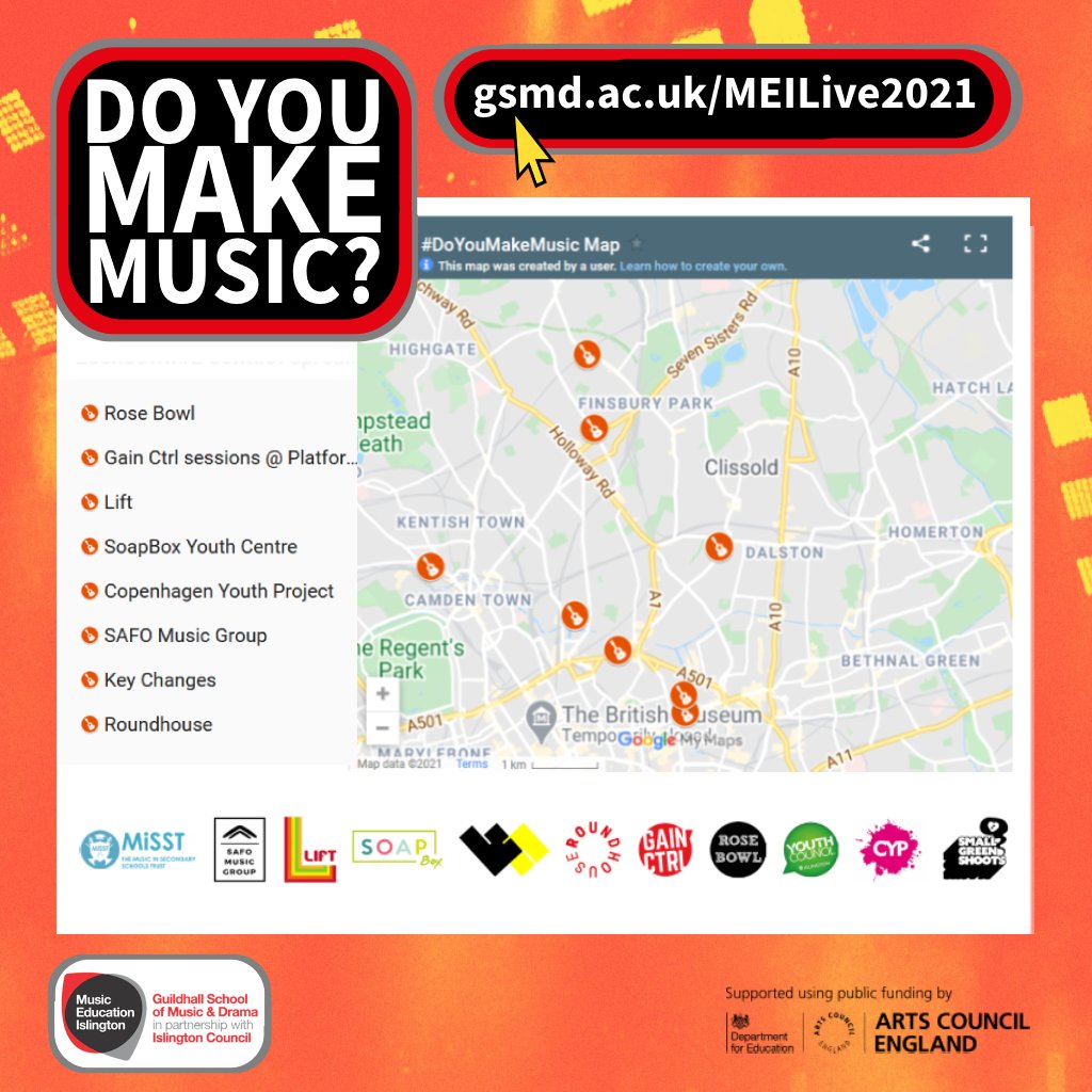 MusicIslington's tweet image. 📢We're working with local #Islington youth music &amp;amp; arts orgs @CYProjectLDN @Soap__box  @gainctrl @Lifthub @SAFOMusicGroup @keychangesmusic @RoundhouseLDN @rosebowlhub to provide musical development 🎶 opportunities for #DoYouMakeMusic Lockdown Live #2👇▶️bit.ly/2PtJkEp