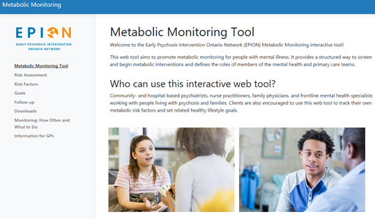 help4psychosis's tweet photo. EPION’s #MetabolicWorking Group has a free, interactive web tool to promote metabolic monitoring for people with mental illness. 

Learn more or preview the tool here: https://t.co/pJZ7tbsxdz #EPION https://t.co/h6tze6394v