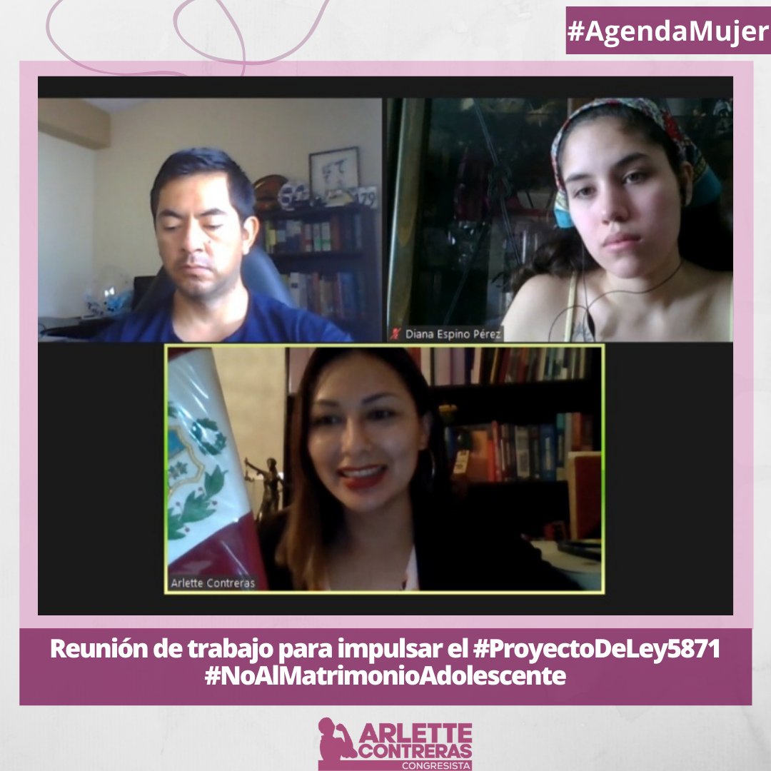 arlettecontrers's tweet photo. Hoy tuvimos una reunión de trabajo para impulsar #ProyectoDeLey5871.
El matrimonio de menores de edad, vulnera el derecho a la vida y a la integridad, en especial de las niñas, ya que en la mayoría de los casos oculta delitos de abuso o violencia sexual.
#AgendaMujer💪 https://t.co/9VnQhRa2P1