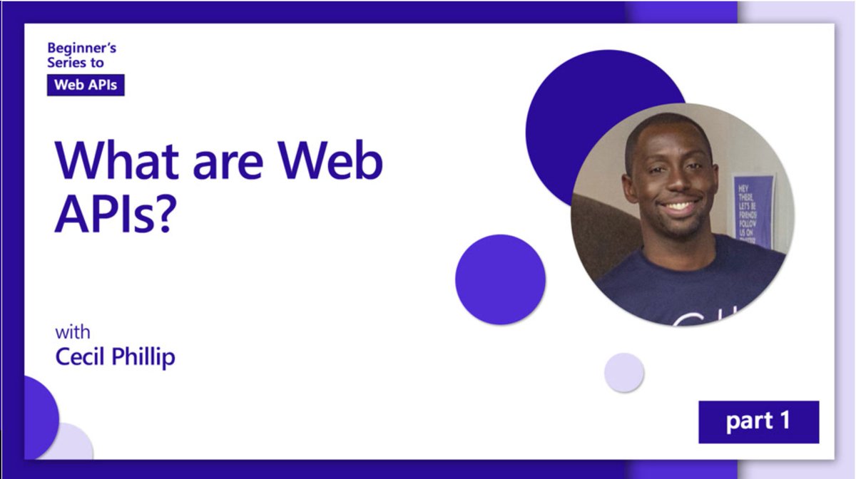 dotnet's tweet image. There&apos;s a new series out there on learning the basics of building Web APIs with #ASPNET Core. In today&apos;s episode, @cecilphillip explains what Web APIs are, why we need them, and then gives us some pretty nifty examples. 

Get started with some new skills: msft.it/6017VEwbX