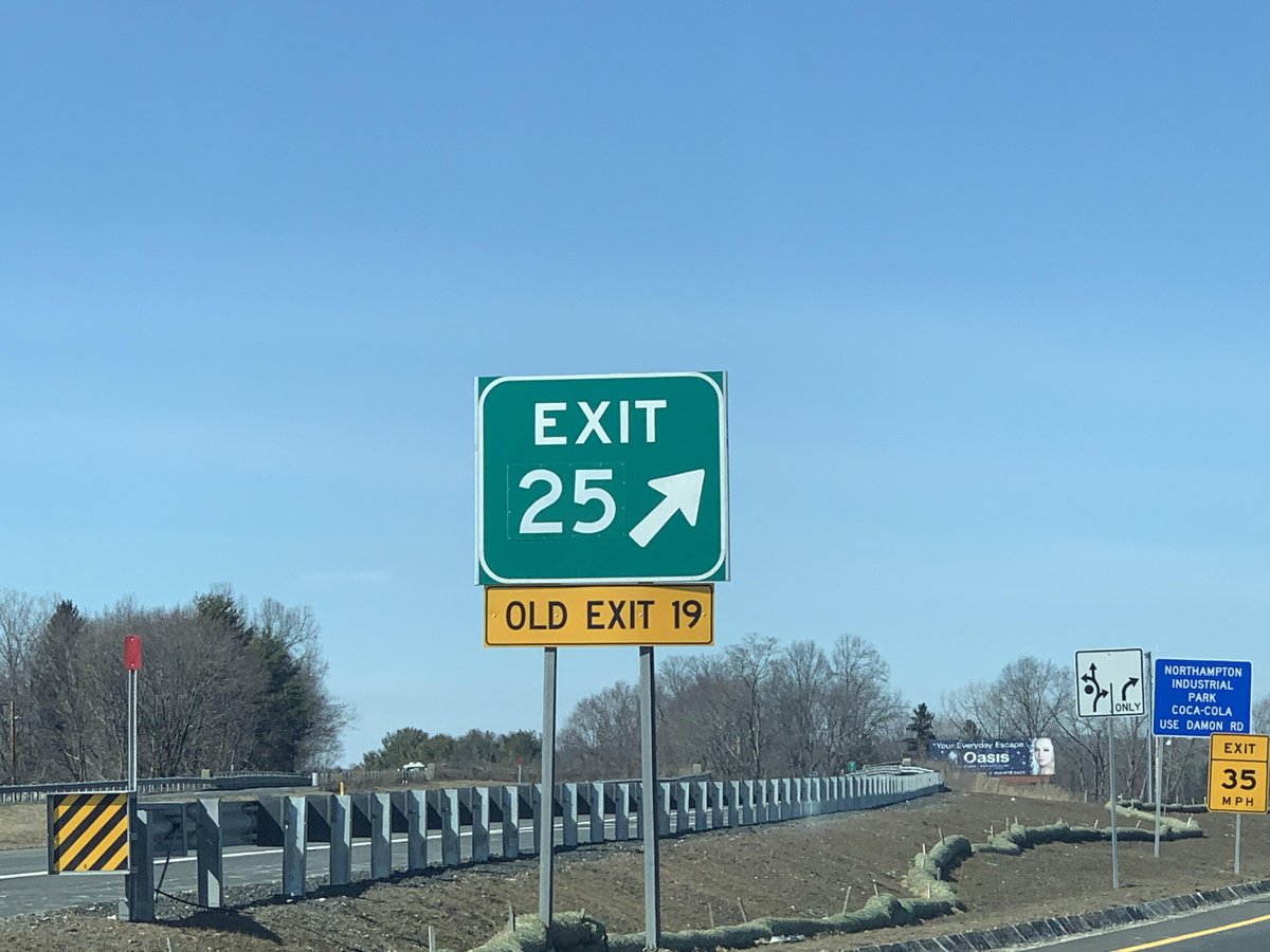 The I-91 exit/entrance numbers have officially changed. 

Old exit 18             New exit 23                
Old exit (NB) 19     New exit (NB) 25        
Old exit (SB) 20     New exit (SB) 26
Old exit 21             New exit 27
Old exit (NB) 22     New exit (NB) 30