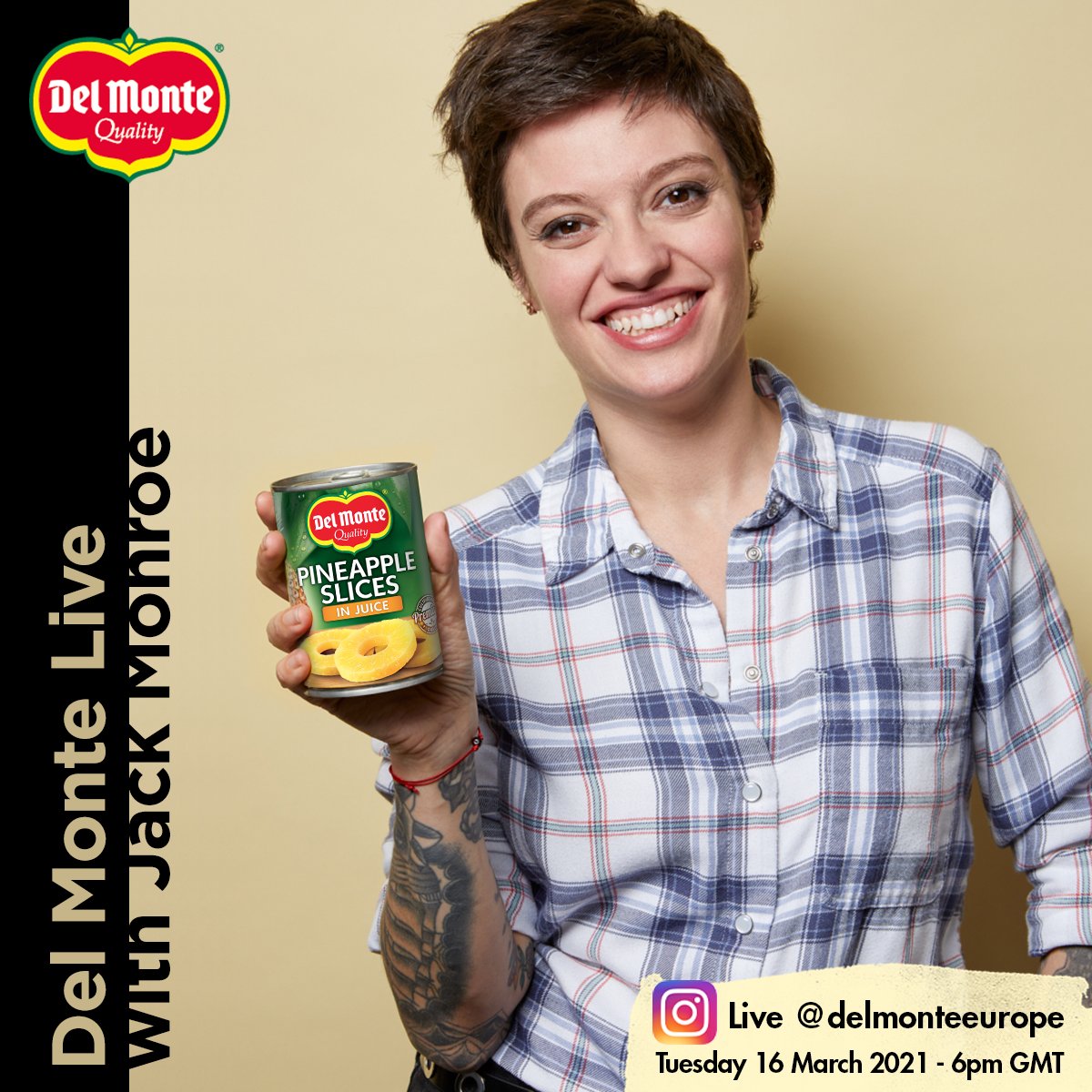Join us and <a href="/BootstrapCook/">Jack Monroe</a> on Instagram Live next Tuesday 16 March at 6pm GMT for a live recipe demo of her exclusive Del Monte Upside Down Pineapple Chicken! She’ll also be sharing some of her top tips on cooking with canned fruit and responding to your questions!