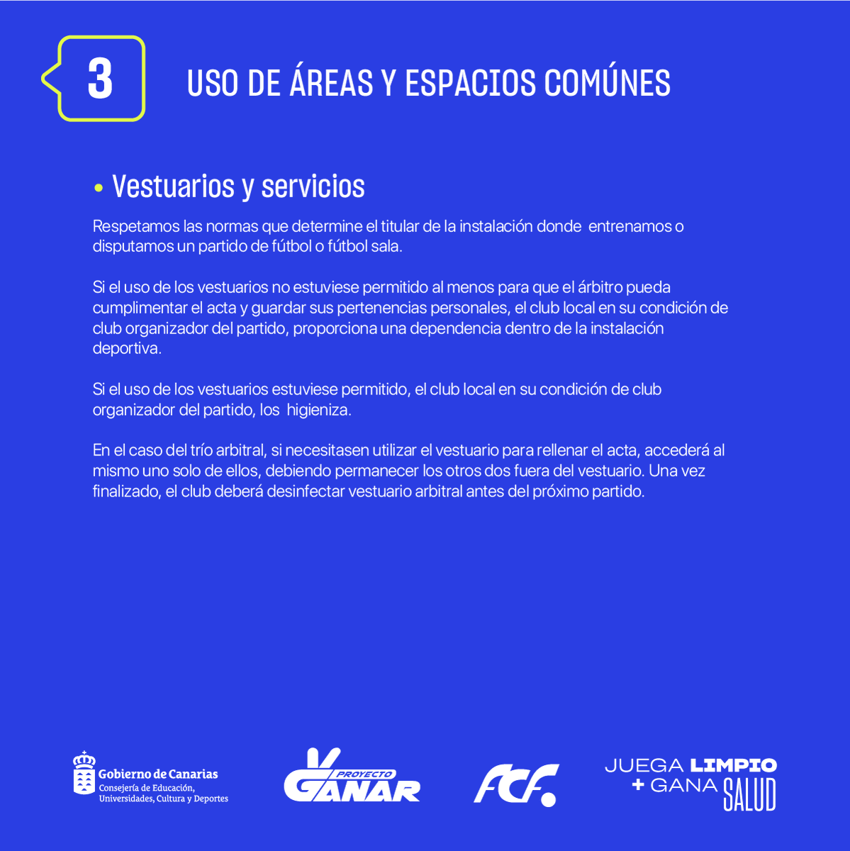 proyectoganar's tweet photo. ✌️ @proyectoganar 
Juega Limpio Gana Salud
El vestuario no es tu habitación ¡CONTROLA!
💪❤️⚽️
@Deportecanario @FFLasPalmas @FIFTenerife https://t.co/HOUGbUiqkt