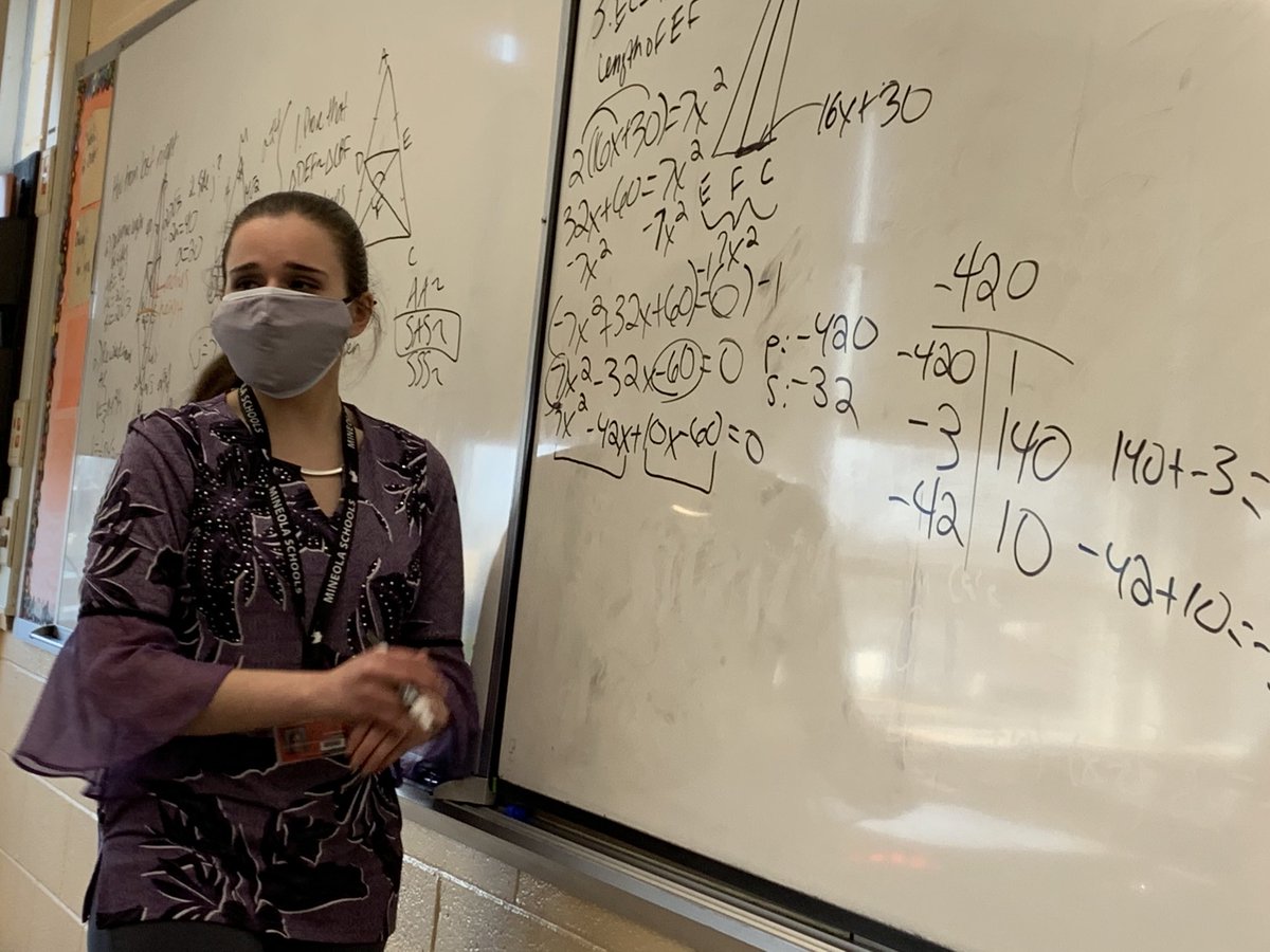 ⁦@Ms_GManiscalco⁩ keeps looking for ways to bring factoring by grouping into geometry problems to help keep students improve their factoring skills for Algebra 2.