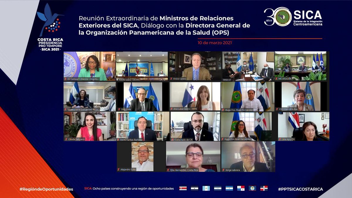 Conscientes del contexto actual de la pandemia, con los cancilleres #SICA, ante <a href="/opsoms/">OPS/OMS</a> <a href="/DirOPSPAHO/">Jarbas Barbosa</a>, gestionamos que todos los países de la región, sin excepción, tengamos un acceso justo, equitativo y ágil de adquisición de la vacuna #COVID19. #JuntosSaldremosAdelante