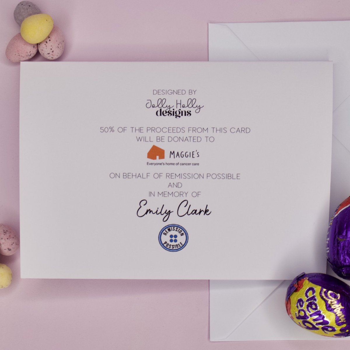 EASTER CARDS💐
After the success of our Mother’s Day cards. We have released an Easter collection too🐰
💙 £3 per card (+50p p&amp;p) 
💙 £1.50 from each card will be donated to <a href="/MaggiesCentres/">Maggie's Centres</a> to commemorate 5 years since Our Emily died. 
DM/ comment to order🐥 #ForEmily #shopsmall