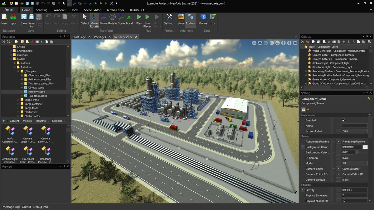 neoaxis's tweet photo. NeoAxis Game Engine 2021.1 Released! Improved ambient lighting, metal materials, rendering speed, rendering quality, basic content. Read more: https://t.co/ovOhu1Qkyq #neoaxis #gameengine #gamedev #indiedev #madewithbgfx #opensource https://t.co/pboacZOaCf