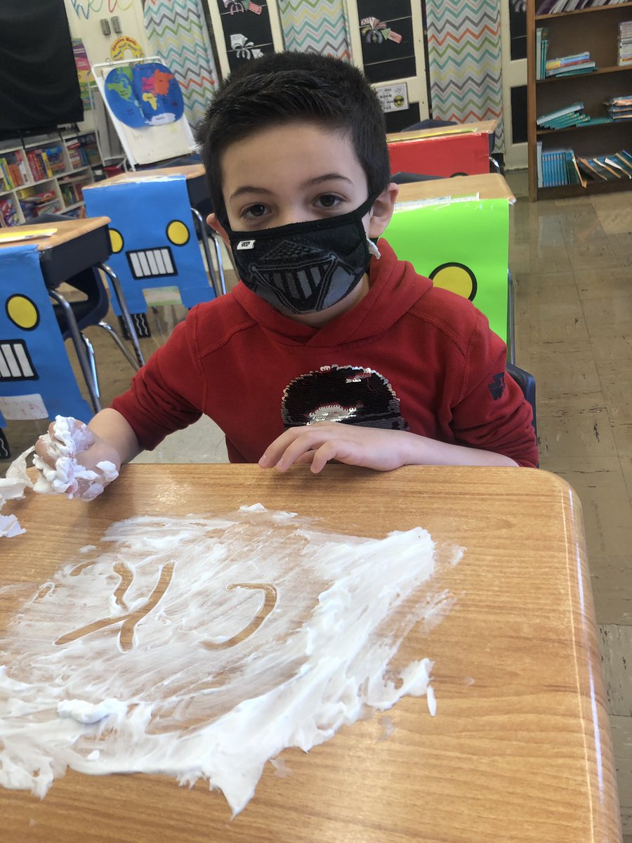MrsAshinsky's tweet photo. It wasn’t a dream that we got to practice our letters and sounds with shaving cream! We had so much fun! https://t.co/KFDJoCKWFY