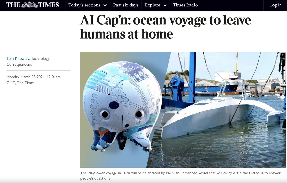 Strange digital octopus, seen this weekend in The Times newspaper: bit.ly/3qFnpr2
<a href="/AI_Mayflower/">AI Captain - Mayflower Autonomous Ship</a>