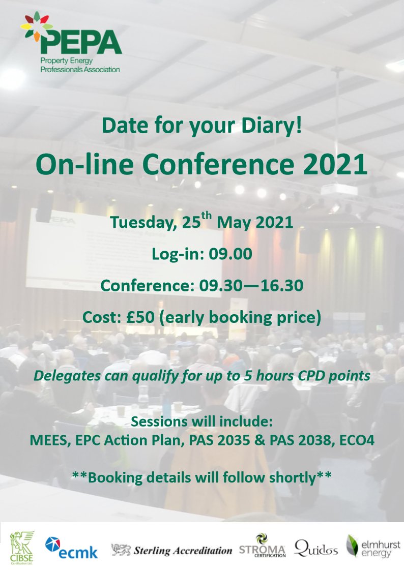 Date for your diary, the first online PEPA Conference will be held on Tuesday, 25th May, up to 5 hours CPD, early booking only £50 for the day - booking details to follow.