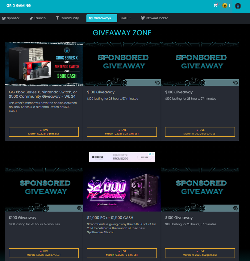 GridGamingIO's tweet photo. $3,000 in giveaways and all in a single location

https://t.co/C8DI5Vi3aH

We've also updated our profile analyzer and you should each receive a coin on login now. Enjoy! https://t.co/gI1lvP3q4p