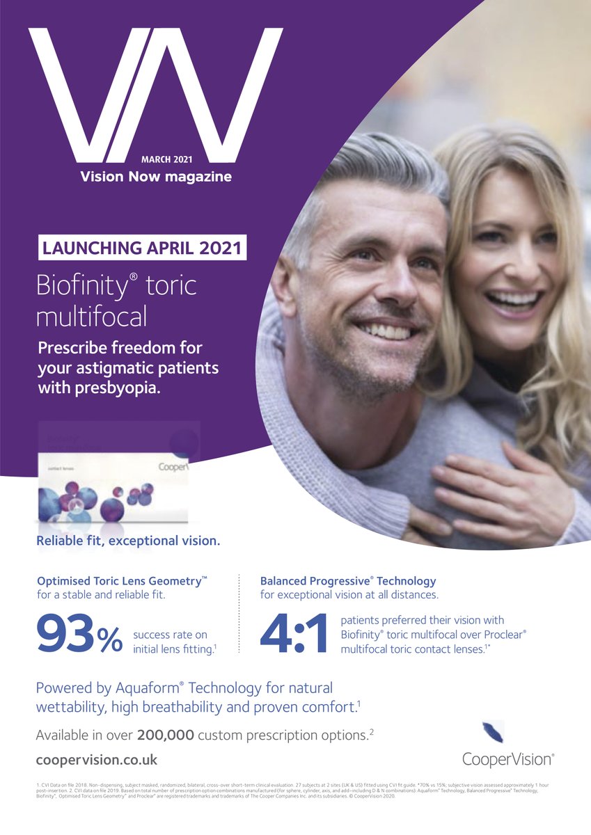 PK_NEG's tweet photo. The March issue of #VisionNow is packed with new products including Alcon’s new #Precision1 daily disposable with SmartSurface technology, the imminent launch of the @CooperVisionUK Biofinity toric multifocal, gorgeous spring eyewear and top business tips https://t.co/PAwGjH6BOu https://t.co/SdUrvwNQMN