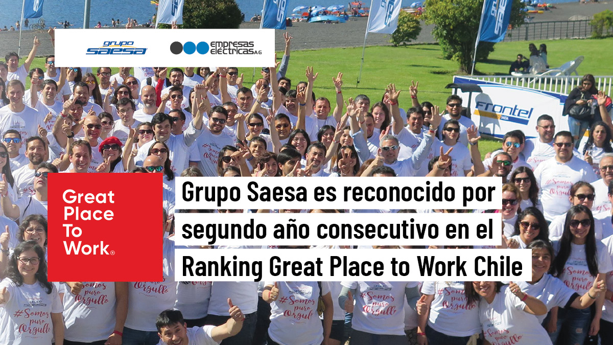Estamos orgullosos: Grupo Saesa @Saesa @Frontel <a href="/Edelaysen/">Edelaysen</a> recibió el 2º lugar en el Ranking Great Place to Work Chile 2020. Este es el segundo año consecutivo en el que reciben este reconocimiento, gracias al profesionalismo y energía de sus colaboradores. #JuntosConEnergía