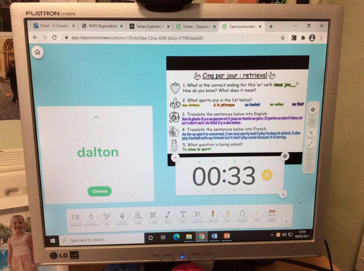 MFLOLCHS's tweet photo. Loved trying out @Classroomscreen today with year 7 and 10 - the random name generator kept everyone on their toes ready to answer! #olchsmfl #mfltwitterati #frenchlessons #mfllessons https://t.co/PpZyPT0ous