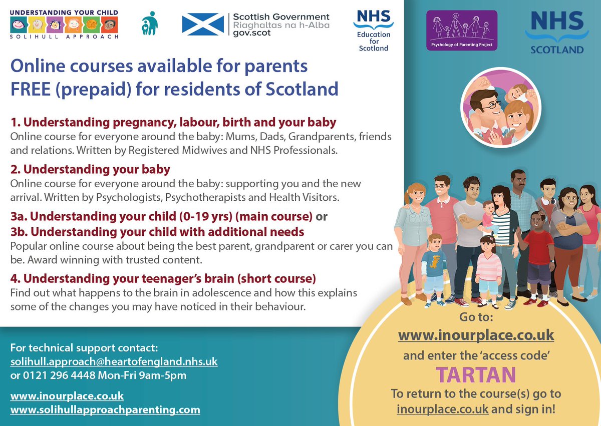 FamilyFirst_ERC's tweet photo. Families in Scotland have FREE lifetime access to Solihull Online resources.
🌈
Courses focus on helping families develop an understanding of labour, pre-birth, babies , additional support needs, children and teenagers. 
🌈
https://t.co/T2XcwLzJ7w
🌈
Access code= Tartan https://t.co/ZsZHrhUIgU