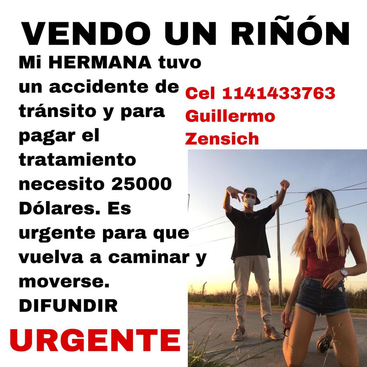 GZensich's tweet photo. Bueno ahí gente que ya lo sabe y gente que no, pero mi hermana tuvo un accidente de tránsito y se reventó la 5ta vértebra y está inmóvil, el centro de rehabilitación sale 3.5 millones de pesos y no es una cantidad de Plata que mi familia tiene  por eso recurro a este método + https://t.co/UTiT13FIwu