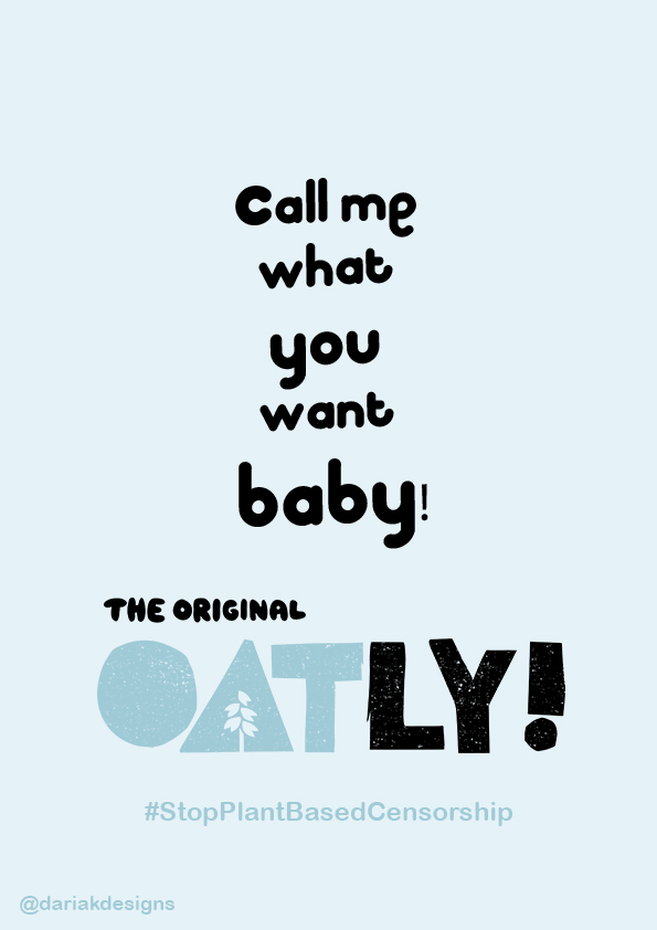 dariakdesigns's tweet photo. #StopPlantBasedCensorship #StopAM171 
@OneMinuteBriefs brief: Create posters featuring totally nonsensical packaging designs for 
@OatlyUK products, without using any similarities or inference to dairy. Sign the petition to stop the censorship! https://t.co/RFXSeJG9NP https://t.co/A5NujnTjPn