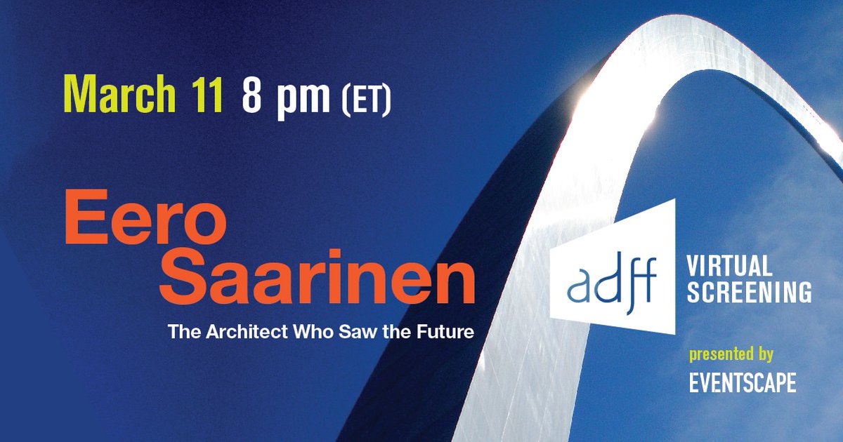 ADFF (@adfilmfest) on Twitter photo Tomorrow @ 8pm EST! Don't miss our FREE virtual screening of 'Eero Saarinen: The Architect Who Saw the Future,' presented by <a href="/eventscapeinc/">Eventscape</a>. The film follows Eero's son, Eric, who takes us on a journey across the U.S. to visit the sites of his father's iconic work š¬: Peter Rosen Tomorrow @ 8pm EST! Don't miss our FREE virtual screening of 'Eero Saarinen: The Architect Who Saw the Future,' presented by <a href="/eventscapeinc/">Eventscape</a>. The film follows Eero's son, Eric, who takes us on a journey across the U.S. to visit the sites of his father's iconic work š¬: Peter Rosen
