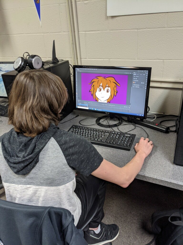 EAST student creating a story board in Adobe animate!
