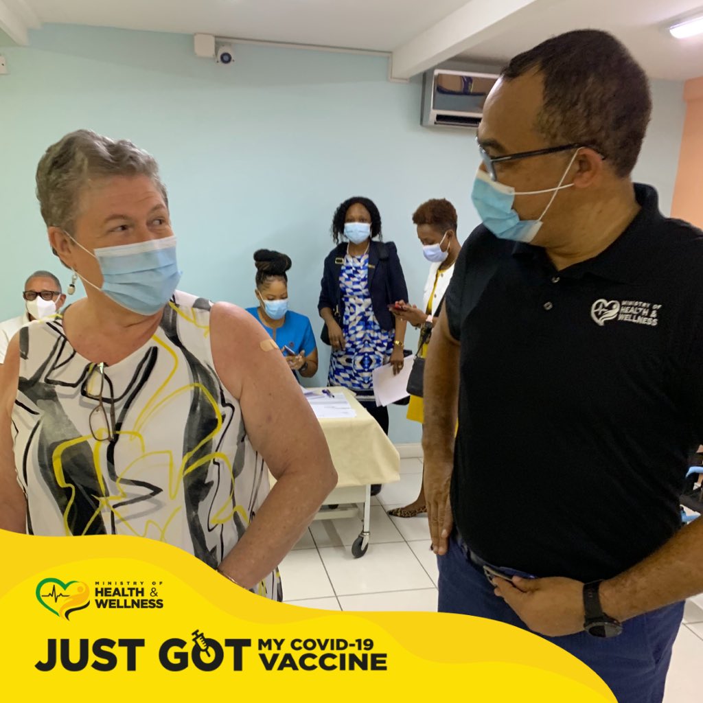 Exactly one year after the first positive case of COVID-19 in Jamaica, we’ve administered the first doses of the Astra-Zeneca Vaccine, the start of the end as I’d like to call it 🙏🏾