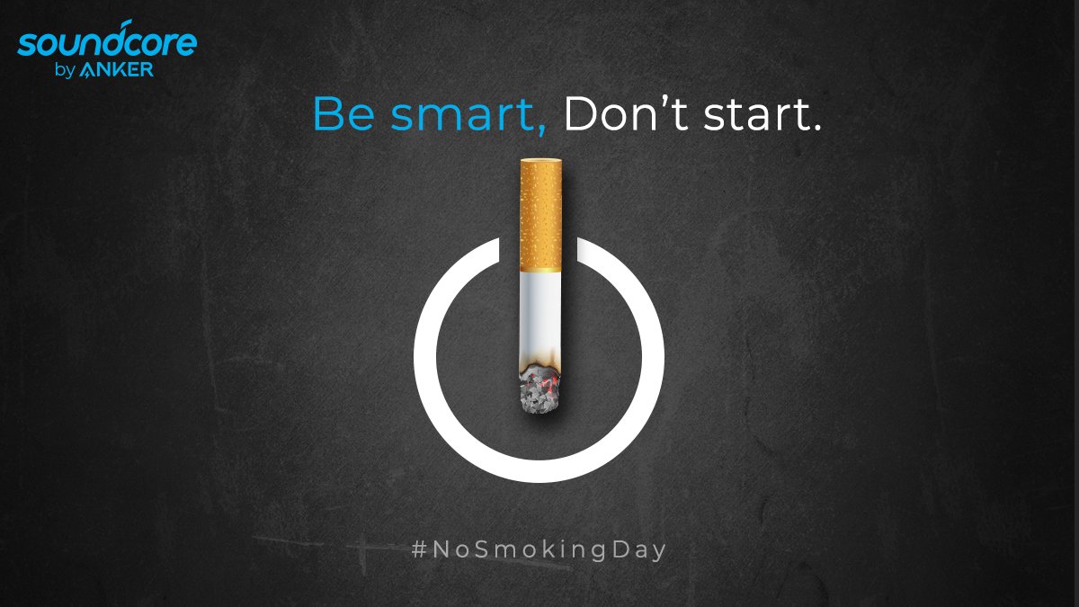 SoundcoreIndia's tweet photo. Today just might be the best day to restart your healthy life!

#SaynotoSmoking #SmokingKills #Advertising #momentmarketing #smokefreelife #SmokeFreeNewNormal https://t.co/r8zLhB8Mib