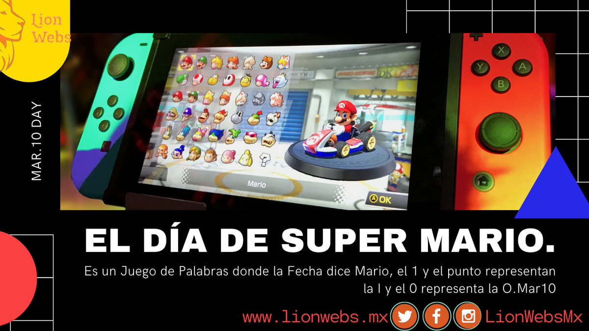 lionwebsmx's tweet photo. #Mar10Day: El Día de Super Mario. El 10 de Marzo se Celebra #SuperMario. Es un Juego de Palabras donde la Fecha dice Mario, el 1 y el punto representan la I y el 0 representa la O. #FelizMiercoles #WhatDoYouBelieveIn #EsDeAmigos #siguemeytesigo #followback #SDV #LionWebsMx https://t.co/tBcTbrxPxe