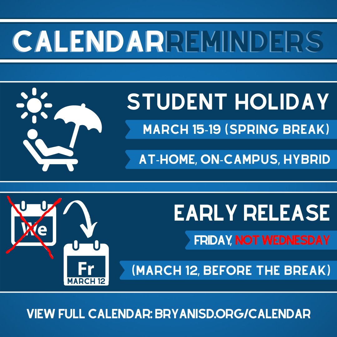 Reminder about early release this week.