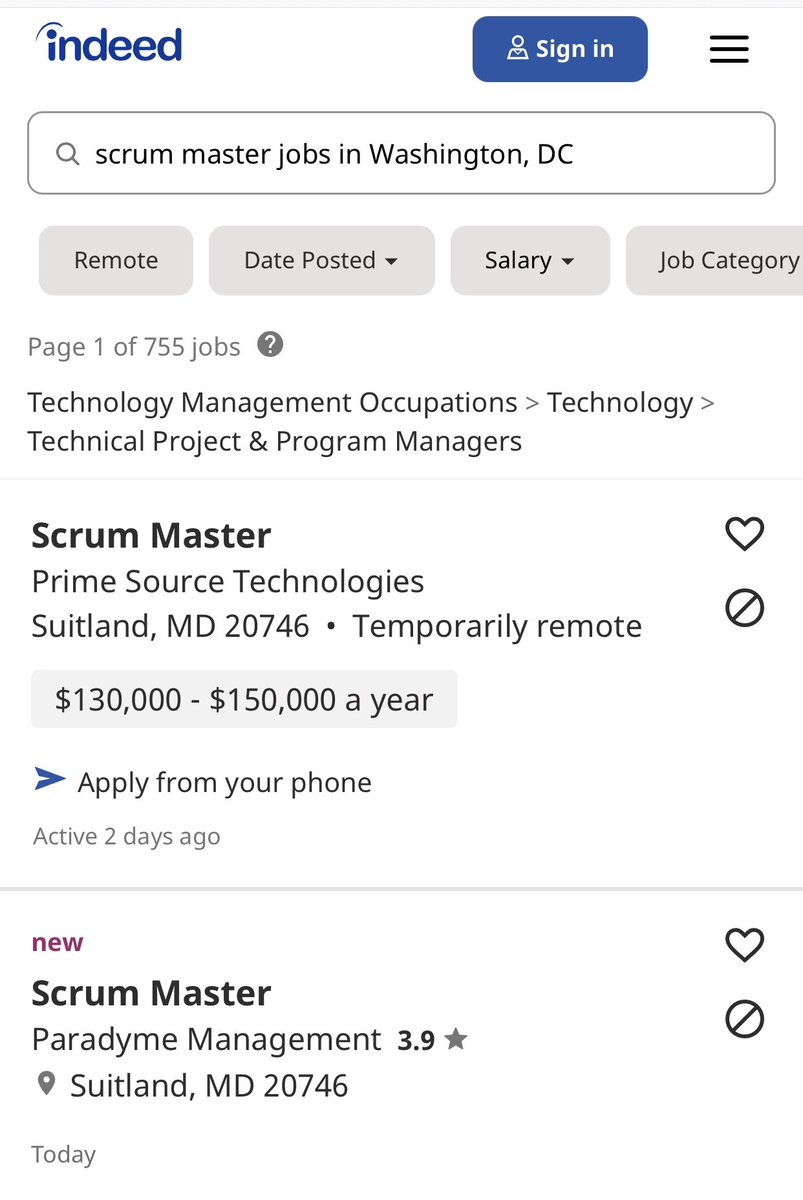 KanikaTolver's tweet photo. Scrum master roles in the Washington,
DC area 

Over 750 openings. This is a six figure role.
#BlackTechTwitter 
#scrummaster https://t.co/OcLtQ0RToj