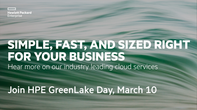 HPE GreenLake cloud services: simple, fast, and sized right for your business #HPEGreenLake #cloudservices dy.si/ppi2B