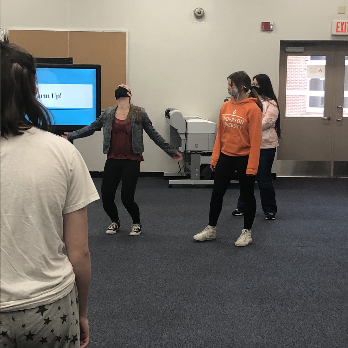TheaterRchs's tweet photo. We’re so blessed at RCHS to have a staff of MANY talents! Our librarian, Rachel Monk happens to have experience with Improv Comedy and was excited to work with the Theatre Arts class today! We learned so much, and we’re thrilled to perform for the community this spring! https://t.co/0toXya4Unx
