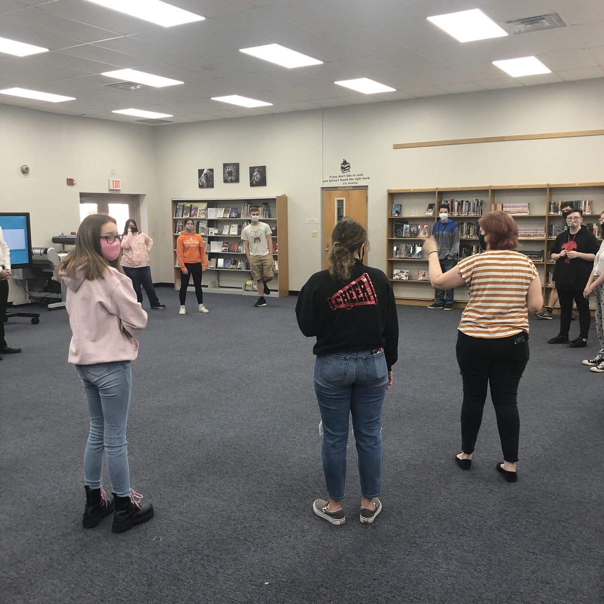 TheaterRchs's tweet photo. We’re so blessed at RCHS to have a staff of MANY talents! Our librarian, Rachel Monk happens to have experience with Improv Comedy and was excited to work with the Theatre Arts class today! We learned so much, and we’re thrilled to perform for the community this spring! https://t.co/0toXya4Unx