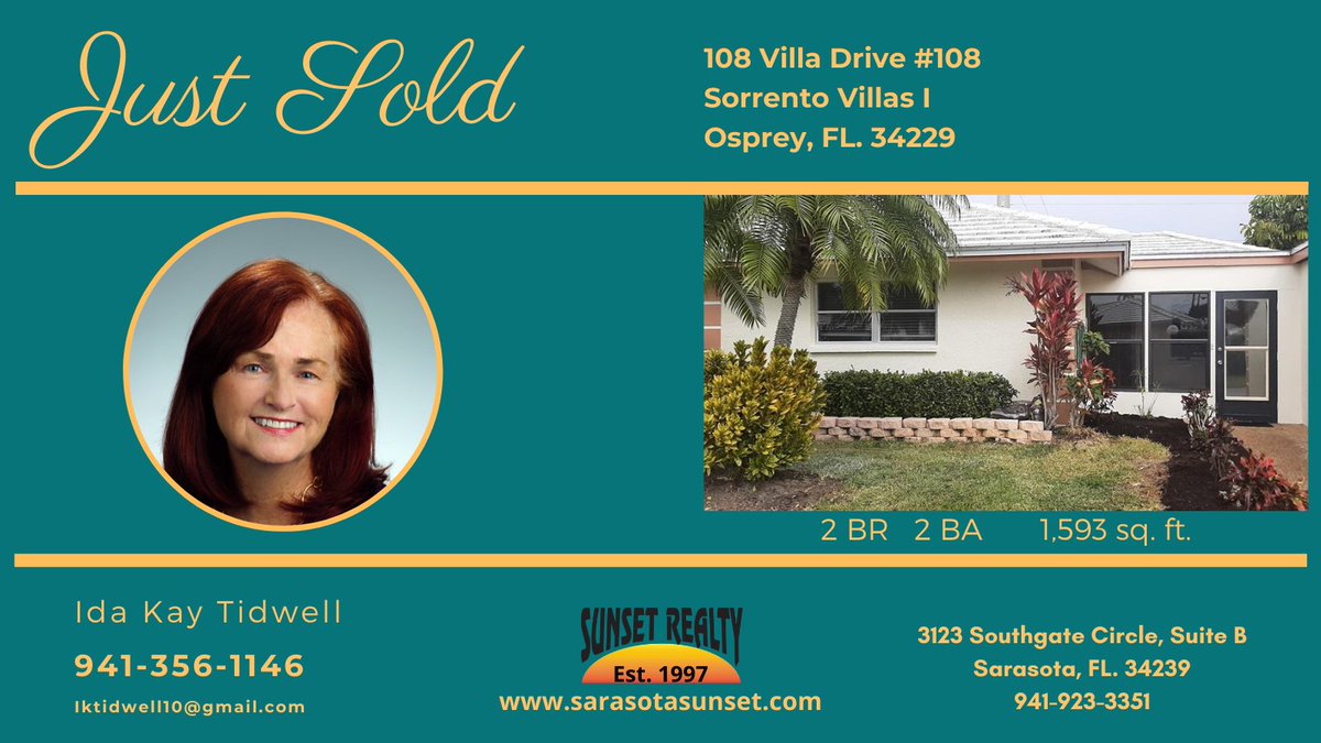 SunsetSarasota's tweet photo. 🌴It's A Great Day At Sunset Realty🌴
#realestate #rockstaragent #sarasotasunsetrealty #realtor #realestateagent #realtorlife #homesweethome #justsold #investment https://t.co/3EwKwL6eoS