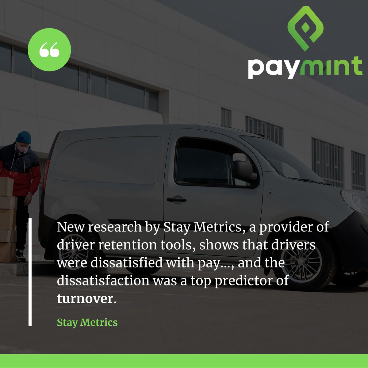 Paymint_today's tweet photo. Drivers' issue with pay is the main contributor to driver turnover. Providing 'InstaPay' with Paymint to your drivers can dramatically decrease turnover. https://t.co/9JlDFHTLX4 #InstaPaymint #Ondemandpay #Driverpay #driverturnover #samedaypay https://t.co/tP3OSlP2xd